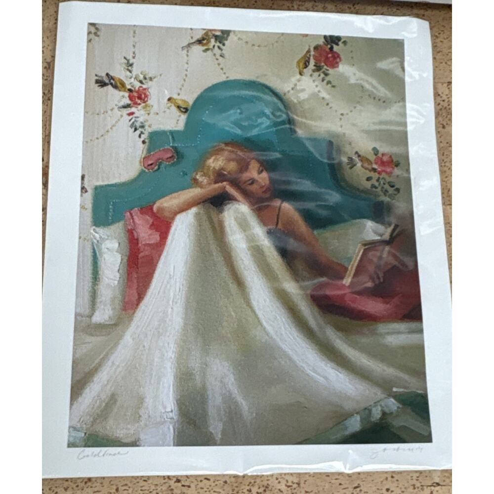 Janet Hill Signed “Goldfinch” Contemporary Art Print Woman Reading Unframed